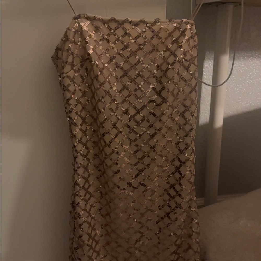 PrettyLittleThing Sequin Mini Dress in Gold and Brown